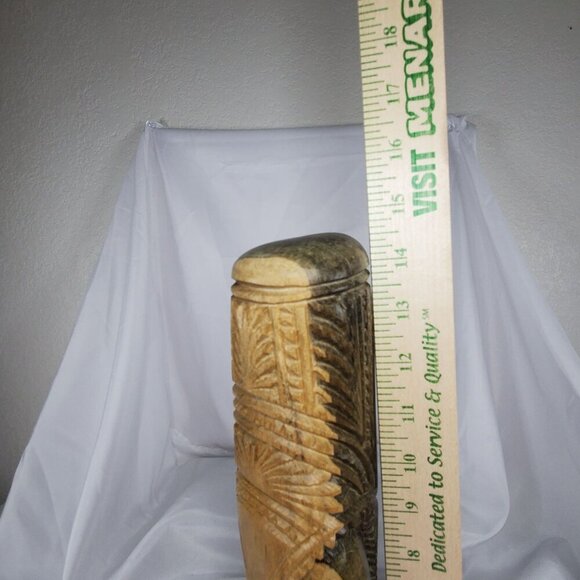 Hawaiian Tiki Totem 14.5" Hibiscus Wood Hand carved Intricate Tribal Design - Picture 9 of 15